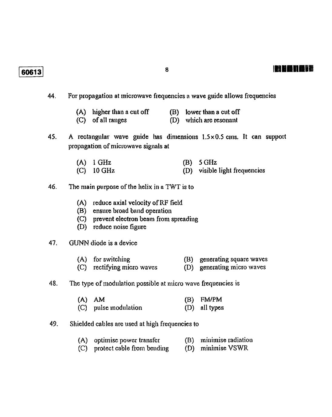 CUSAT CAT 2013 Electronic Science Question Paper - Page 9