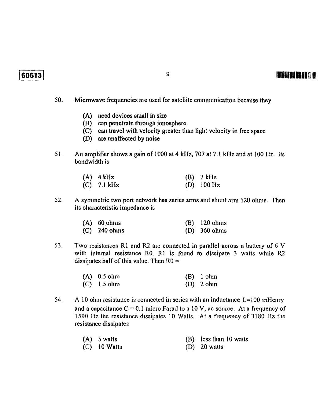 CUSAT CAT 2013 Electronic Science Question Paper - Page 10