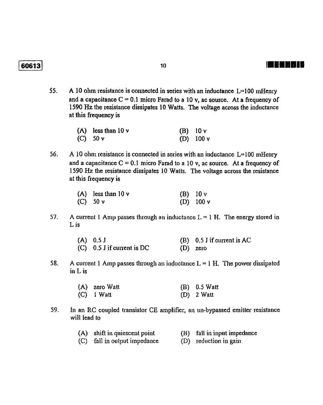 CUSAT CAT 2013 Electronic Science Question Paper - Page 11