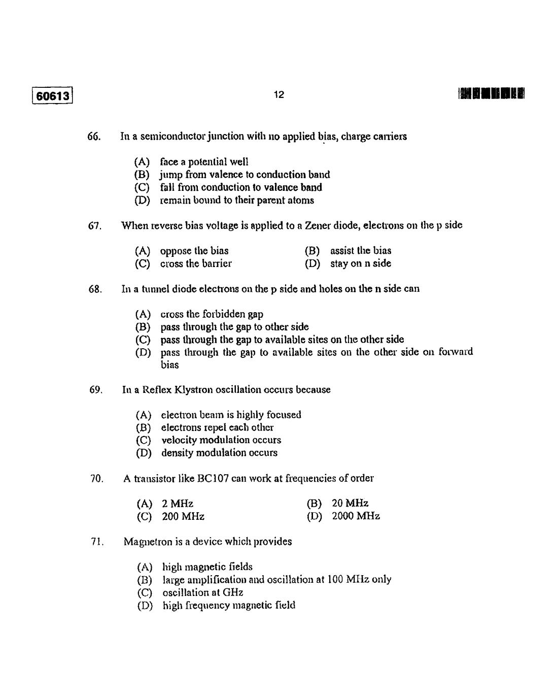 CUSAT CAT 2013 Electronic Science Question Paper - Page 13