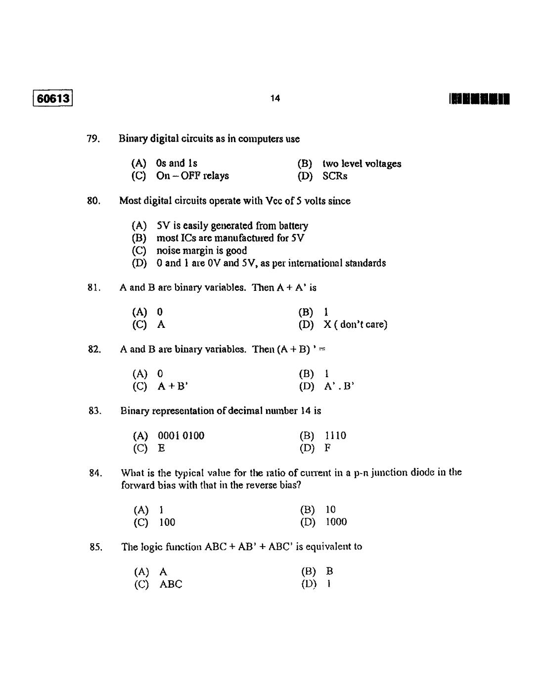 CUSAT CAT 2013 Electronic Science Question Paper - Page 15