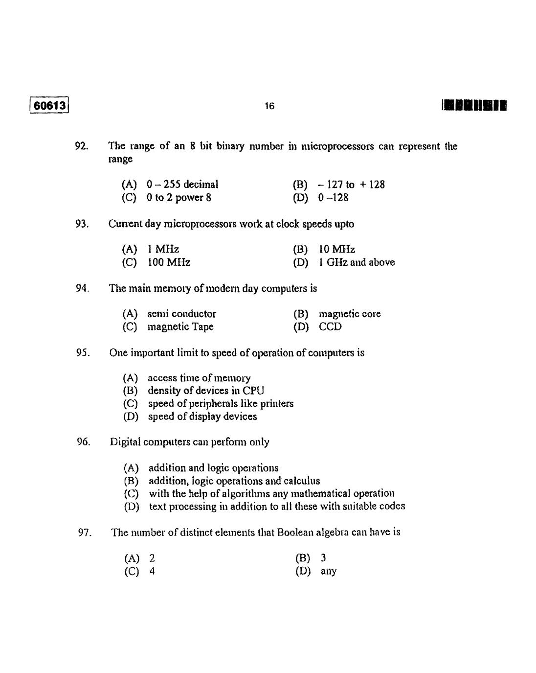 CUSAT CAT 2013 Electronic Science Question Paper - Page 17