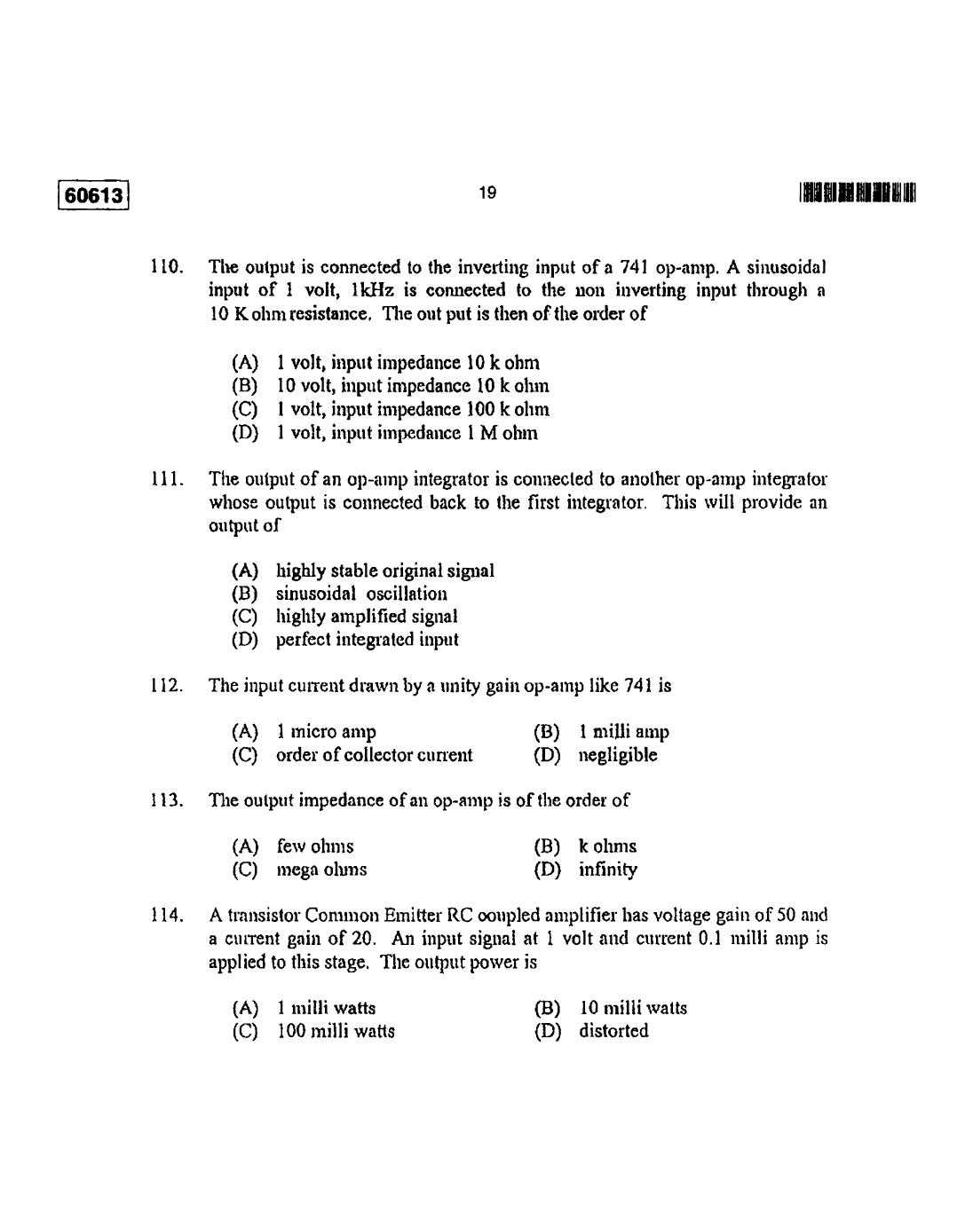 CUSAT CAT 2013 Electronic Science Question Paper - Page 20