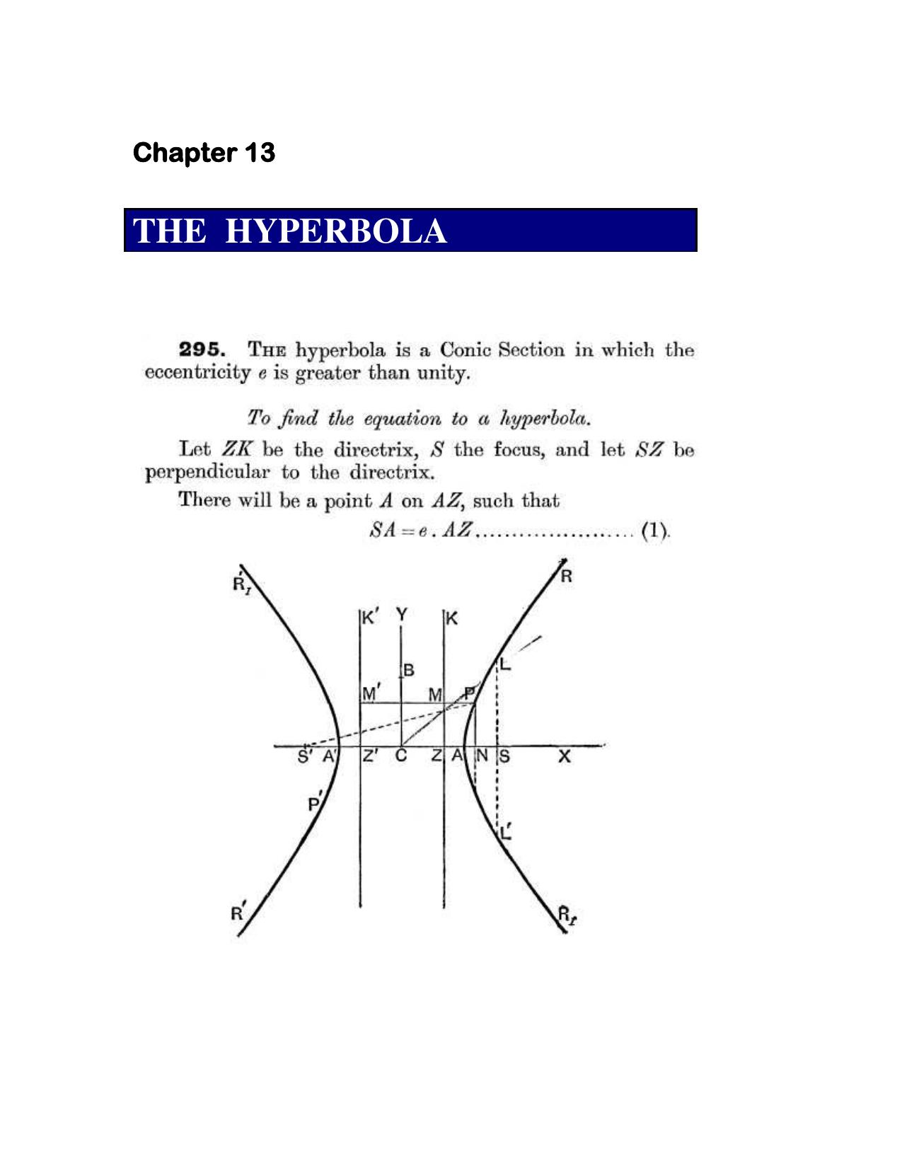 Chapter 13: The Hyperbola - SL Loney Solutions: The Elements of Coordinate Geometry - Page 1