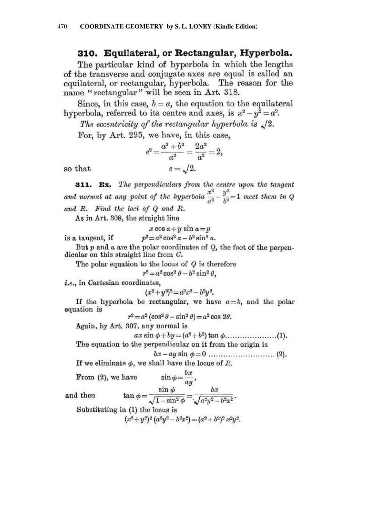 Chapter 13: The Hyperbola - SL Loney Solutions: The Elements of Coordinate Geometry - Page 11