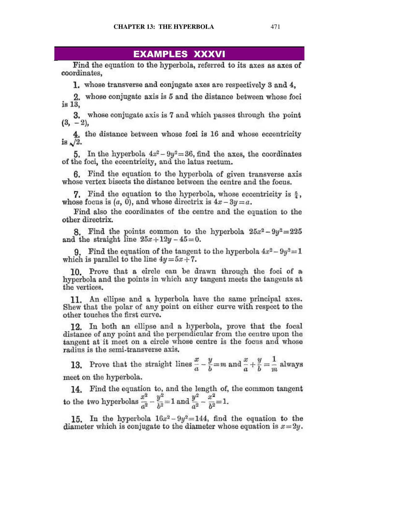 Chapter 13: The Hyperbola - SL Loney Solutions: The Elements of Coordinate Geometry - Page 12