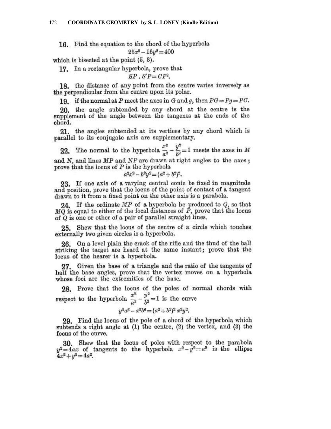 Chapter 13: The Hyperbola - SL Loney Solutions: The Elements of Coordinate Geometry - Page 13