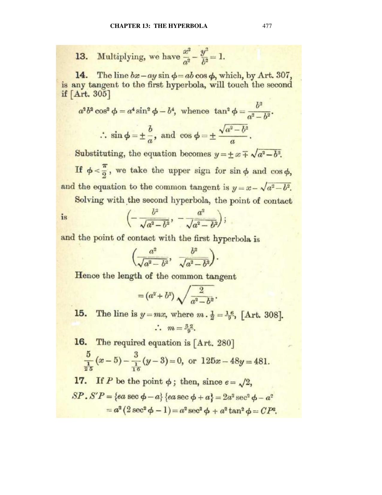 Chapter 13: The Hyperbola - SL Loney Solutions: The Elements of Coordinate Geometry - Page 18