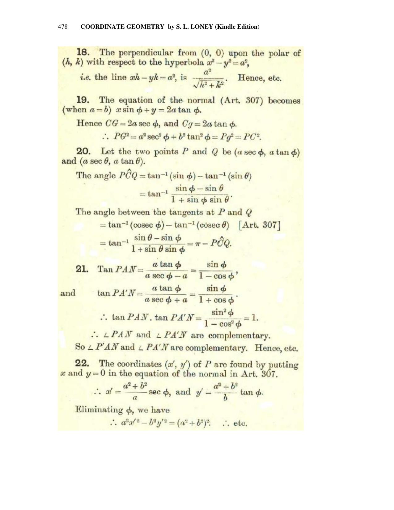 Chapter 13: The Hyperbola - SL Loney Solutions: The Elements of Coordinate Geometry - Page 19