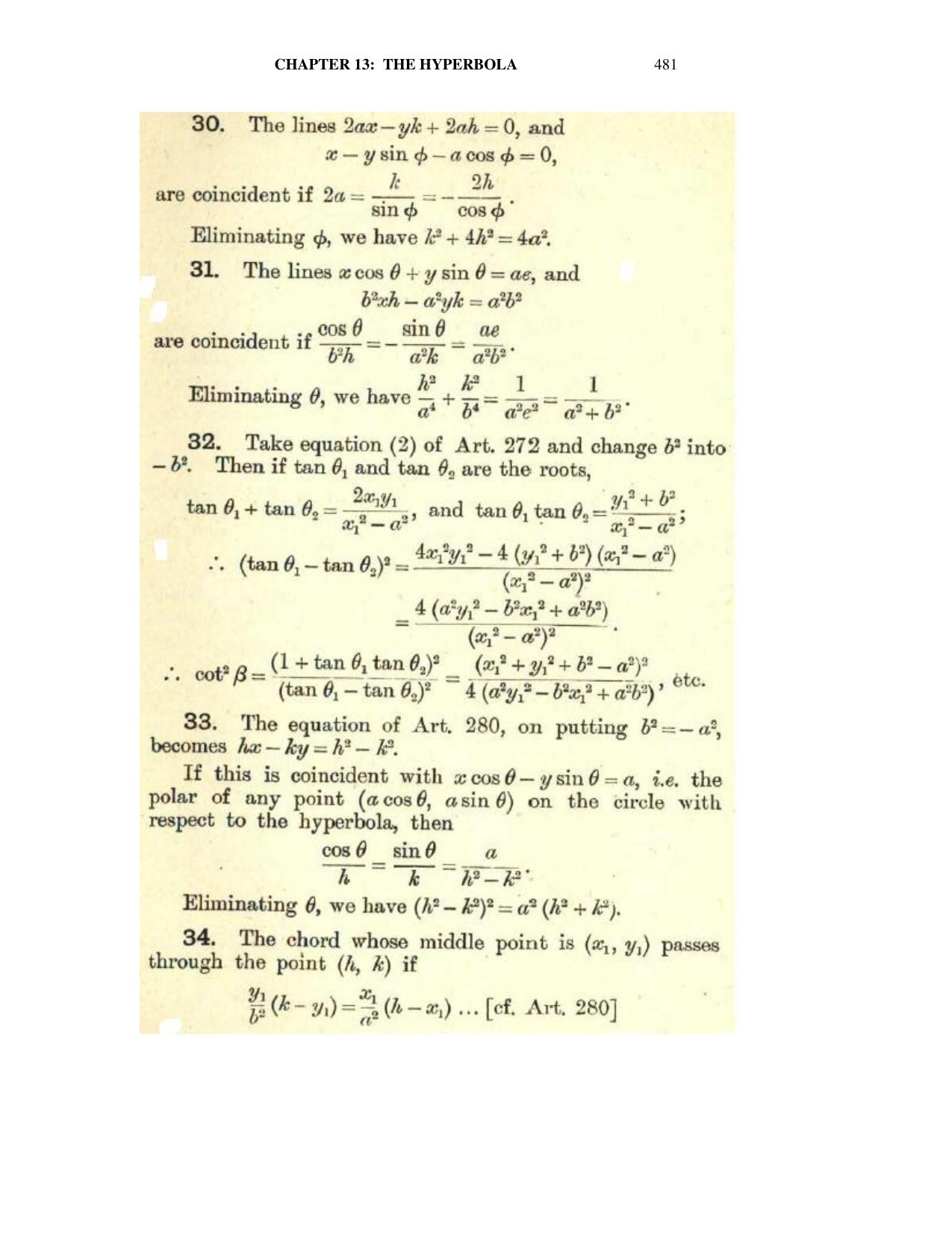 Chapter 13: The Hyperbola - SL Loney Solutions: The Elements of Coordinate Geometry - Page 22