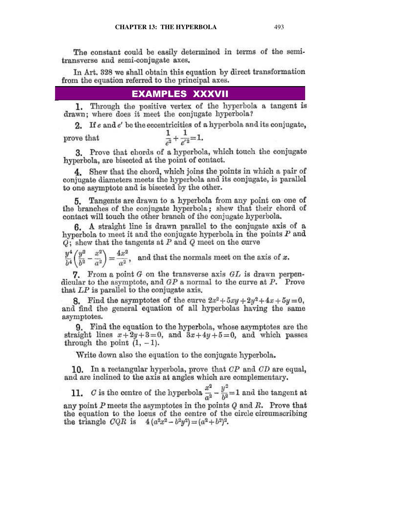 Chapter 13: The Hyperbola - SL Loney Solutions: The Elements of Coordinate Geometry - Page 34