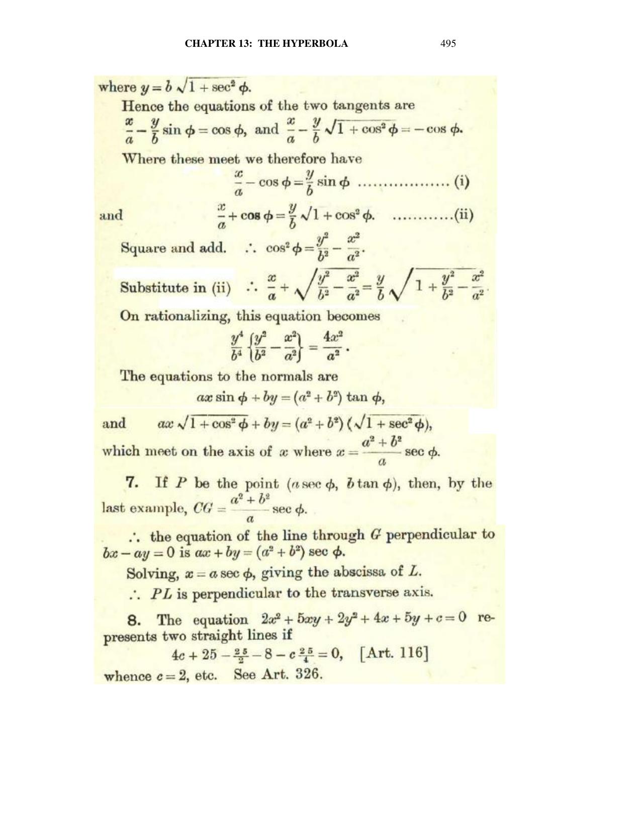 Chapter 13: The Hyperbola - SL Loney Solutions: The Elements of Coordinate Geometry - Page 36
