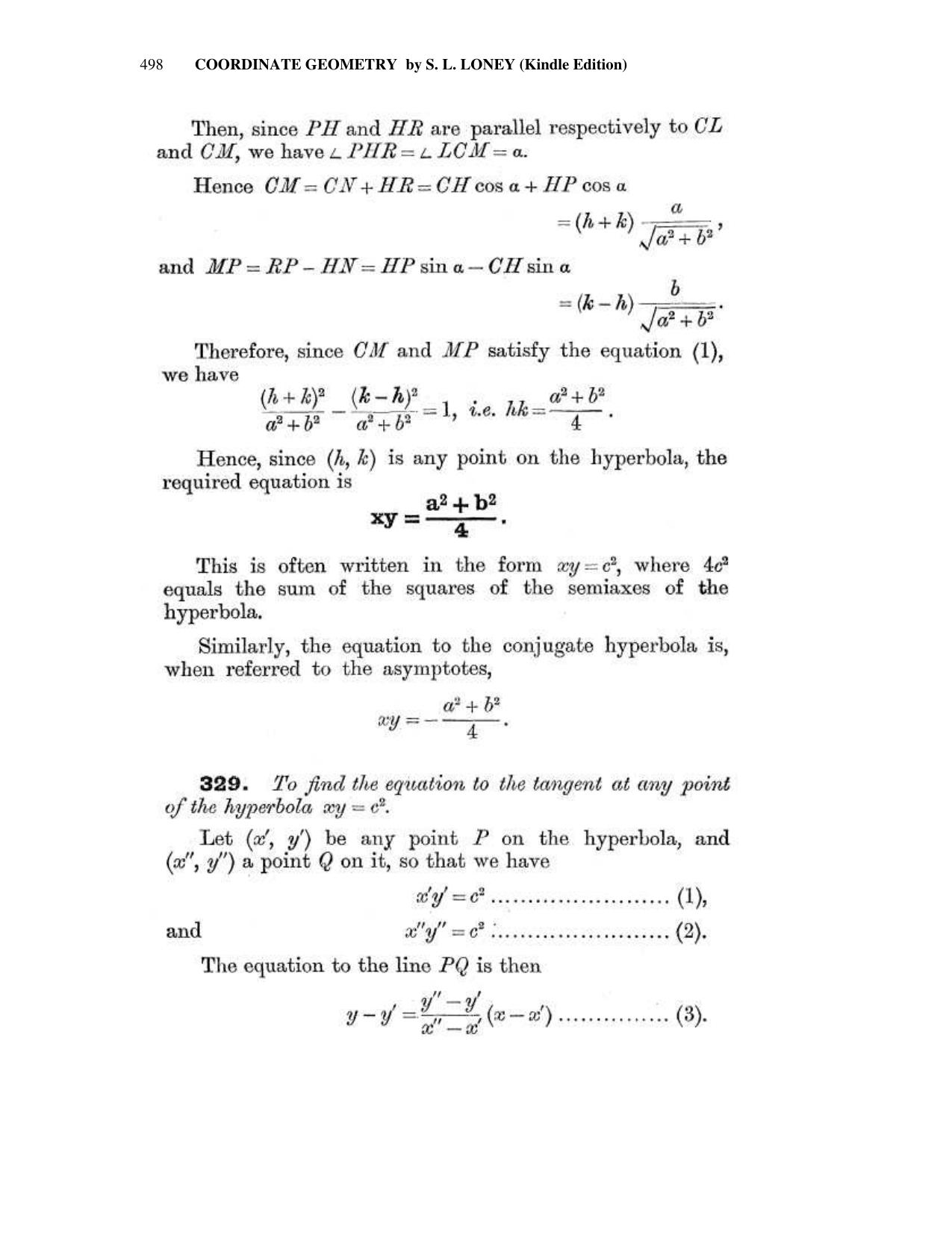 Chapter 13: The Hyperbola - SL Loney Solutions: The Elements of Coordinate Geometry - Page 39