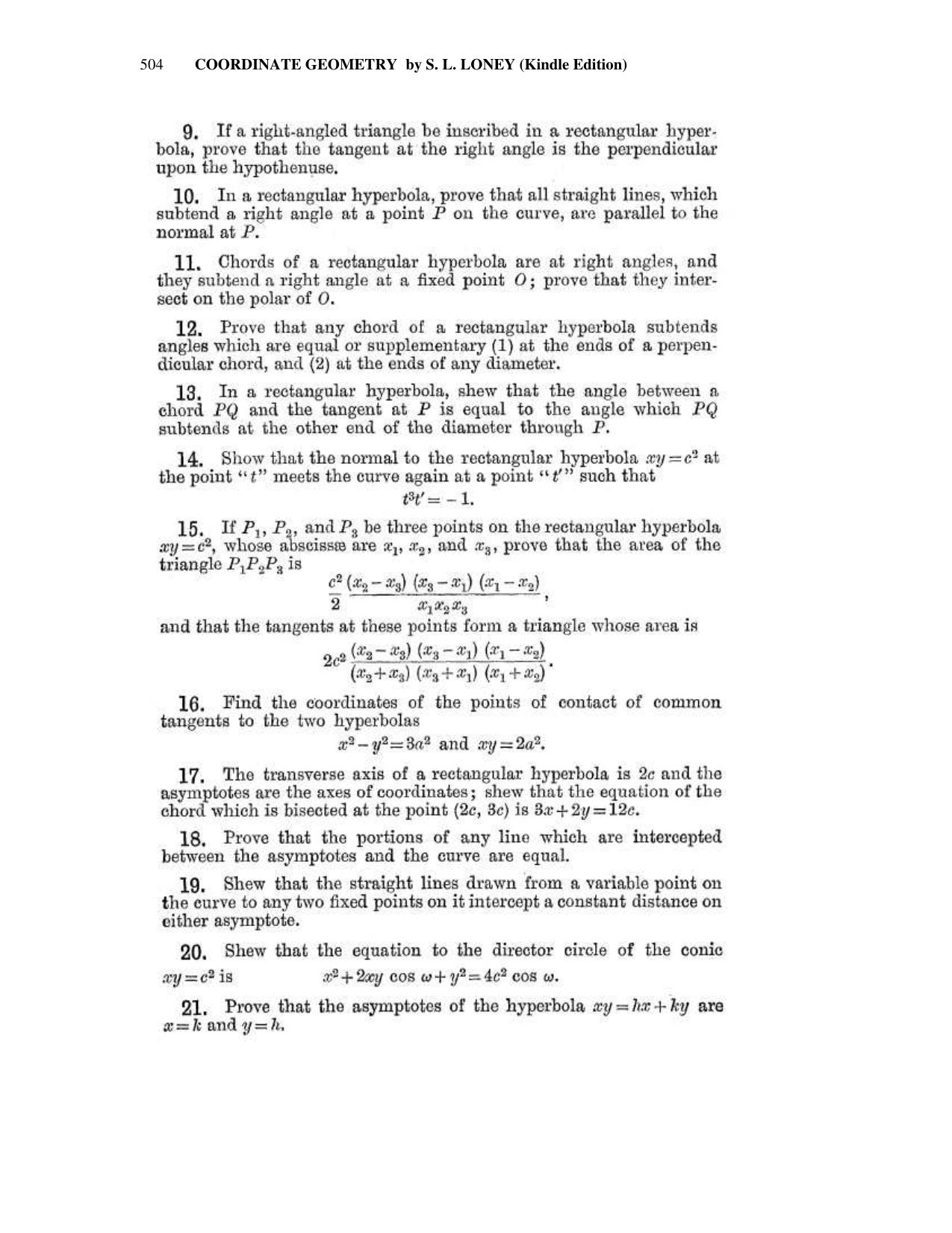 Chapter 13: The Hyperbola - SL Loney Solutions: The Elements of Coordinate Geometry - Page 45