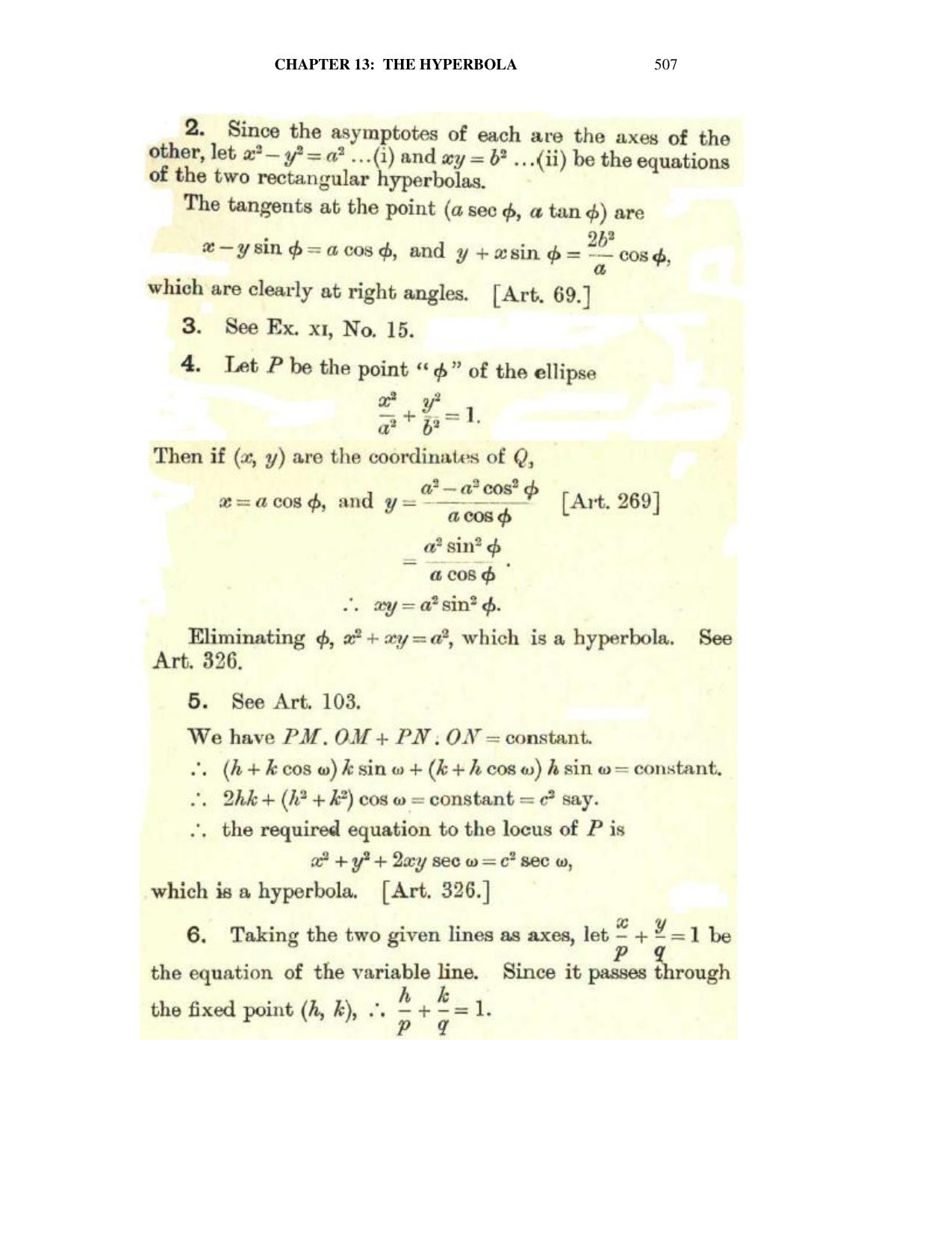 Chapter 13: The Hyperbola - SL Loney Solutions: The Elements of Coordinate Geometry - Page 48
