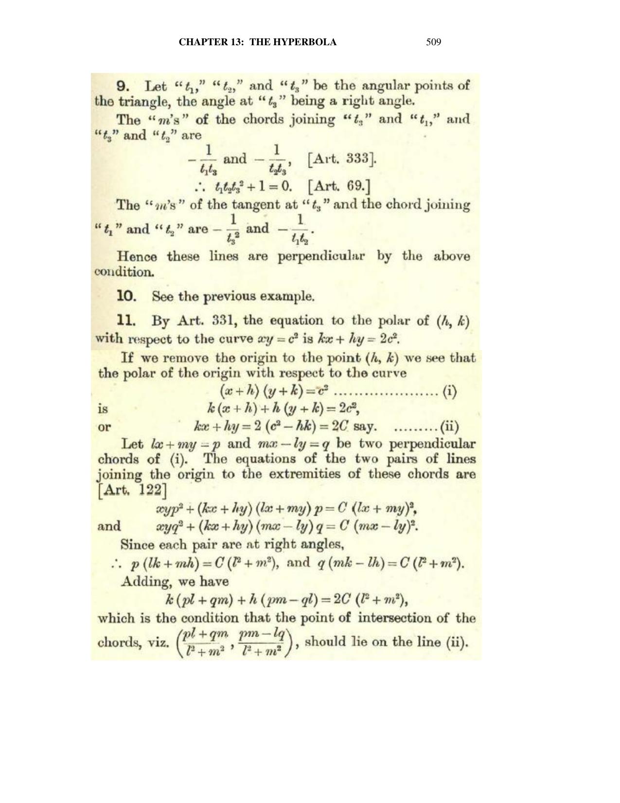 Chapter 13: The Hyperbola - SL Loney Solutions: The Elements of Coordinate Geometry - Page 50