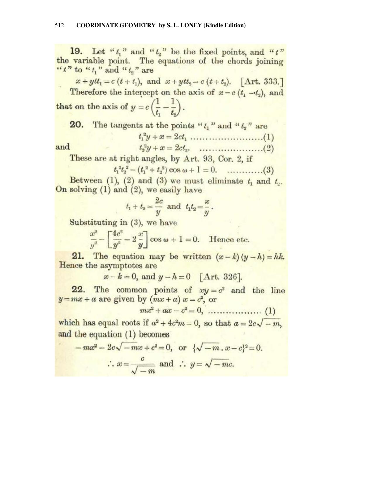 Chapter 13: The Hyperbola - SL Loney Solutions: The Elements of Coordinate Geometry - Page 53