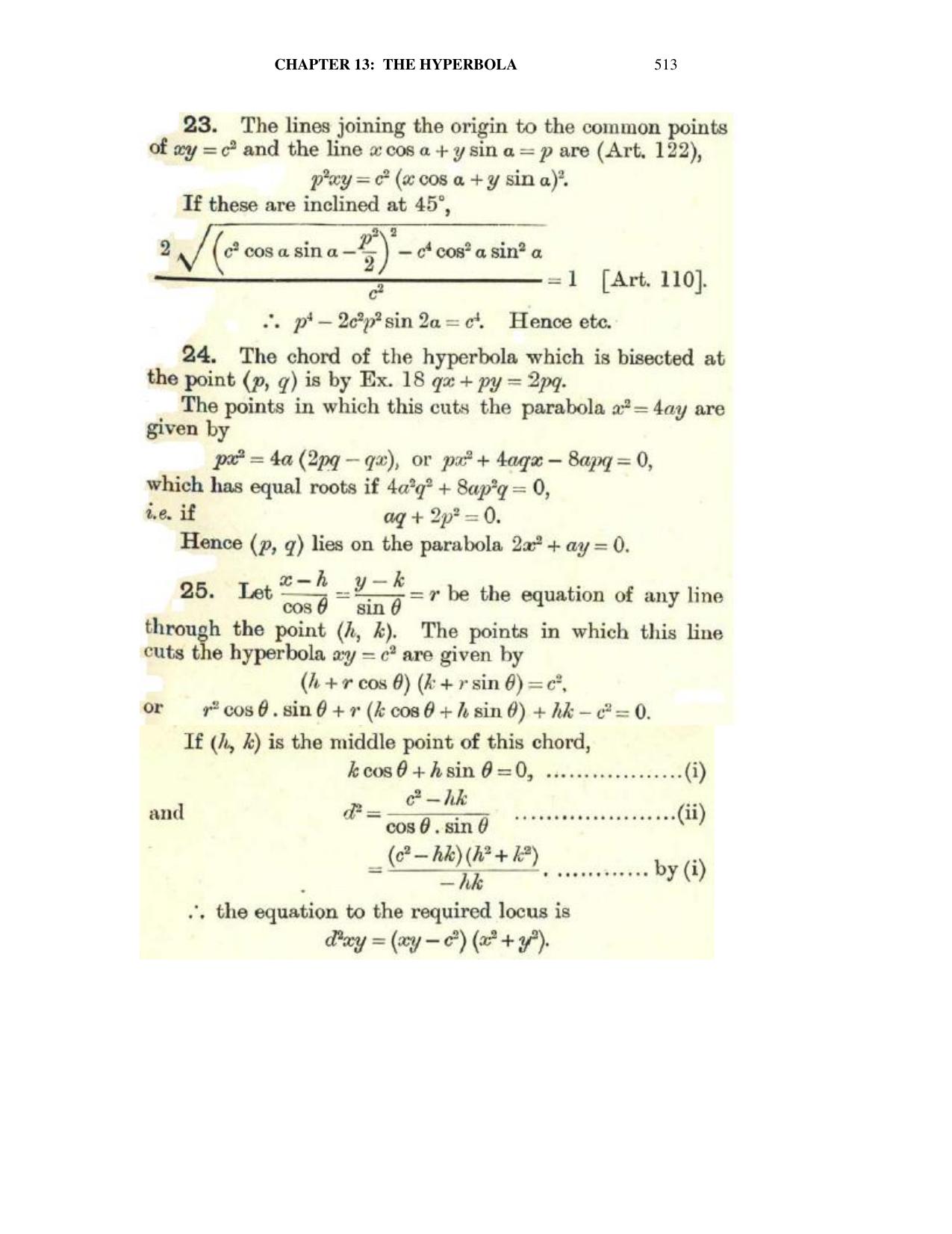 Chapter 13: The Hyperbola - SL Loney Solutions: The Elements of Coordinate Geometry - Page 54
