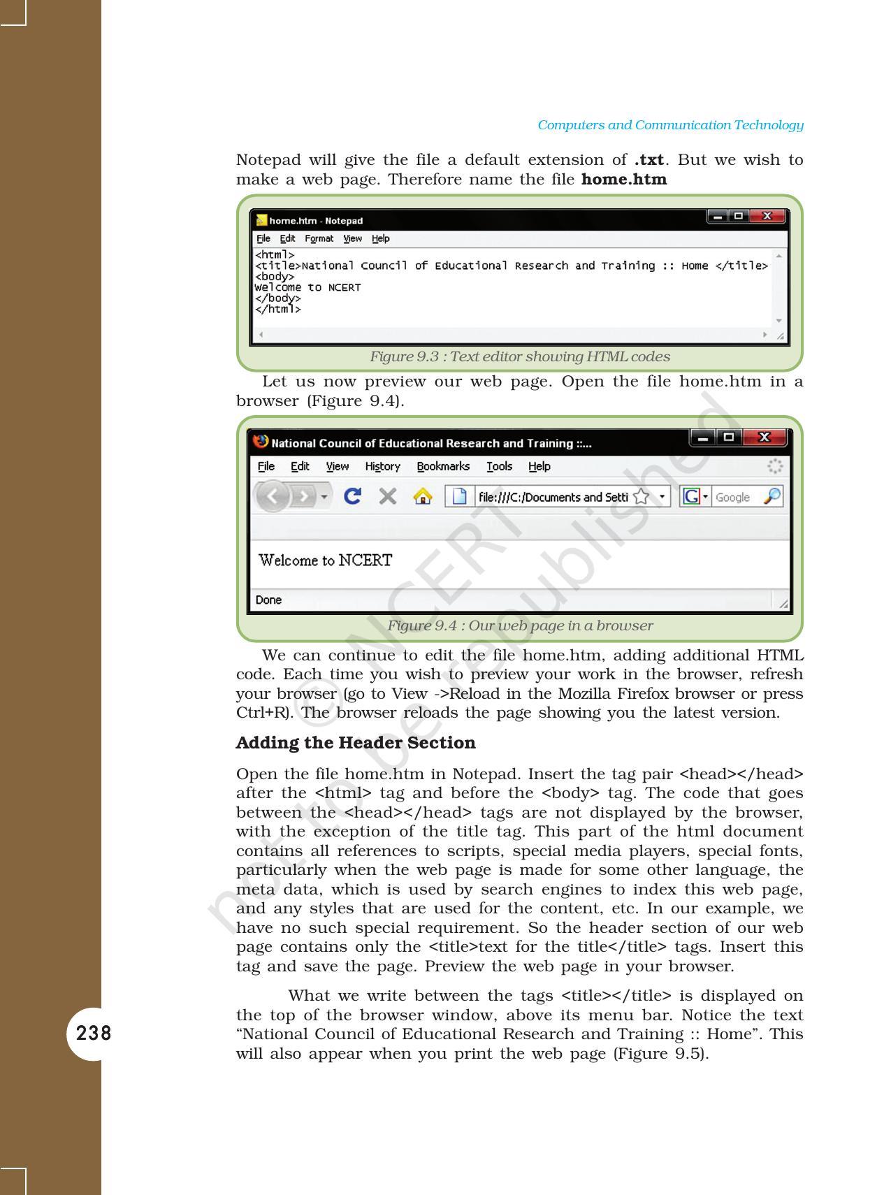 NCERT Book for Class 11 Computers Chapter 9 Web Page Designing Using HTML - Page 8