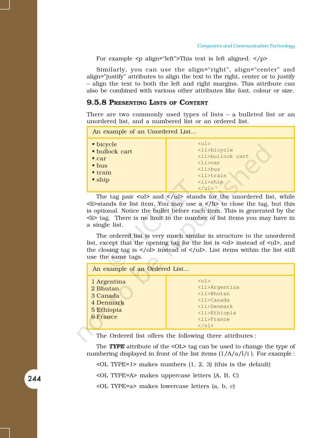 NCERT Book for Class 11 Computers Chapter 9 Web Page Designing Using HTML - Page 14