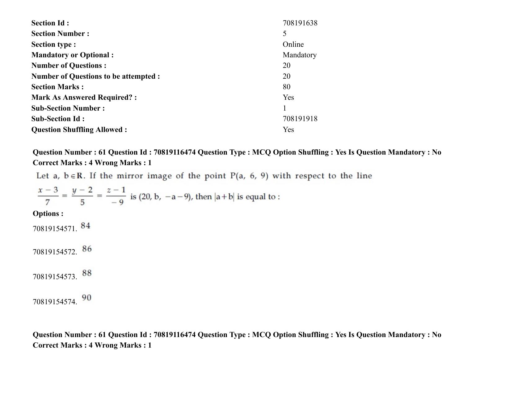 JEE Mains 2021: BTech H (Shift 2) 24-02-2021 Question Paper - Page 76