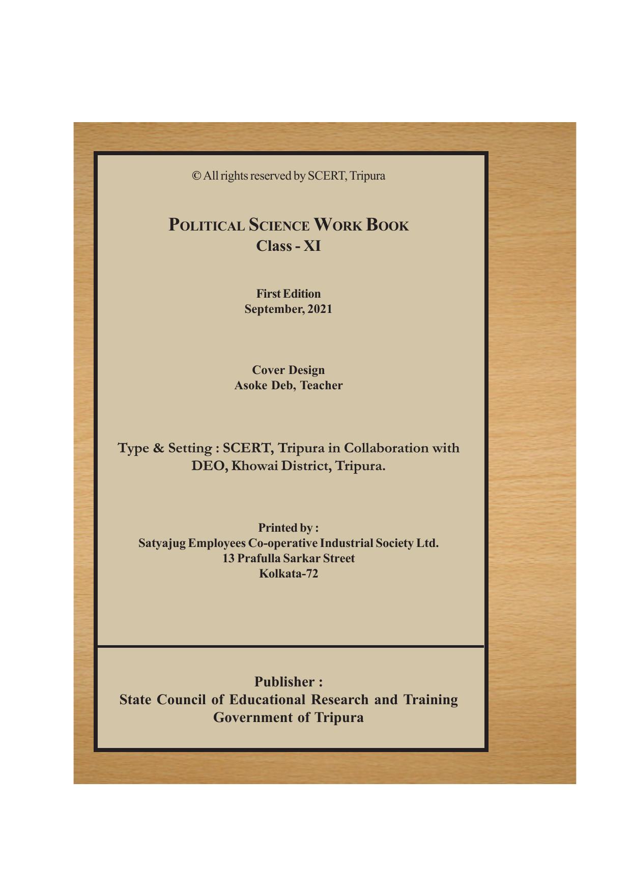 Tripura Board Class 11 Political Science English Version Workbooks - Page 2