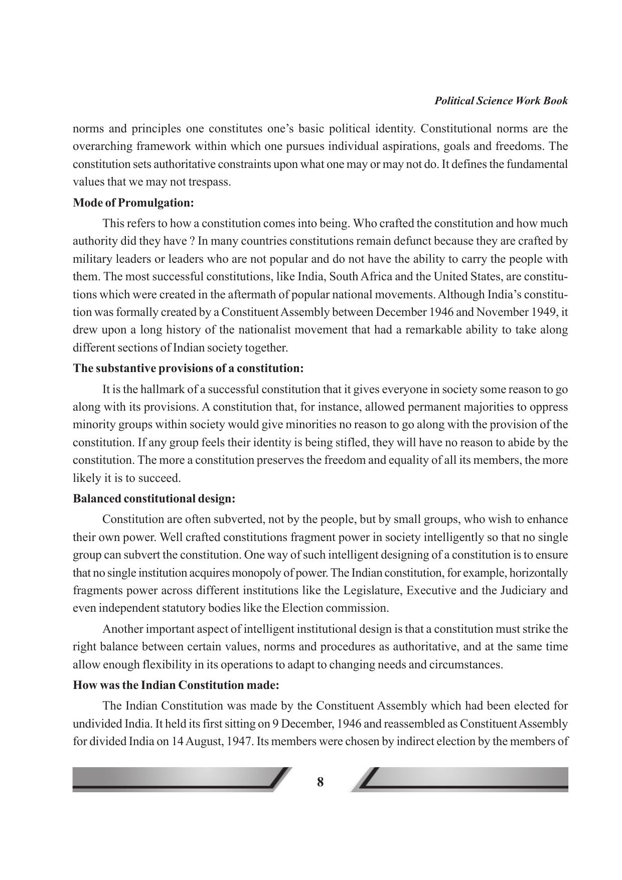 Tripura Board Class 11 Political Science English Version Workbooks - Page 8