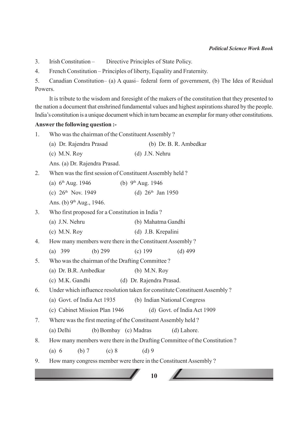 Tripura Board Class 11 Political Science English Version Workbooks - Page 10