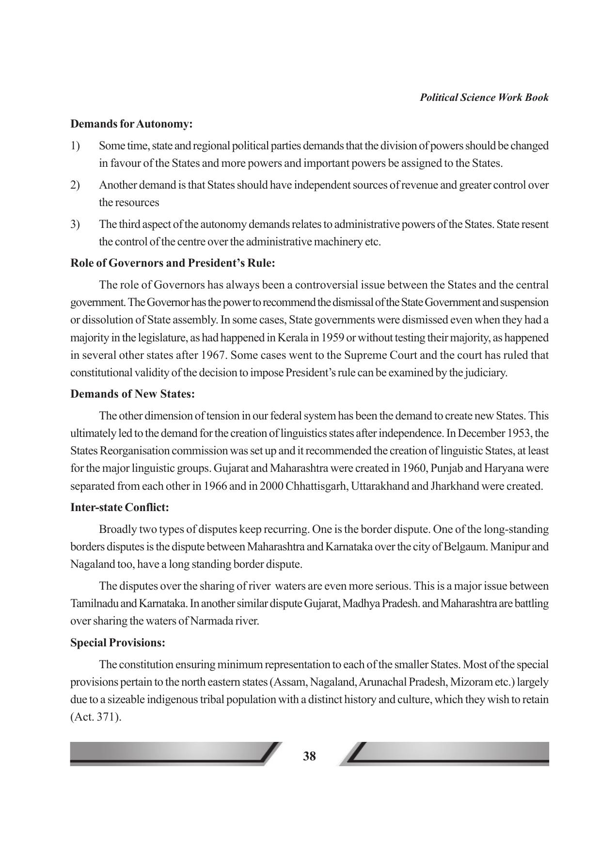 Tripura Board Class 11 Political Science English Version Workbooks - Page 38