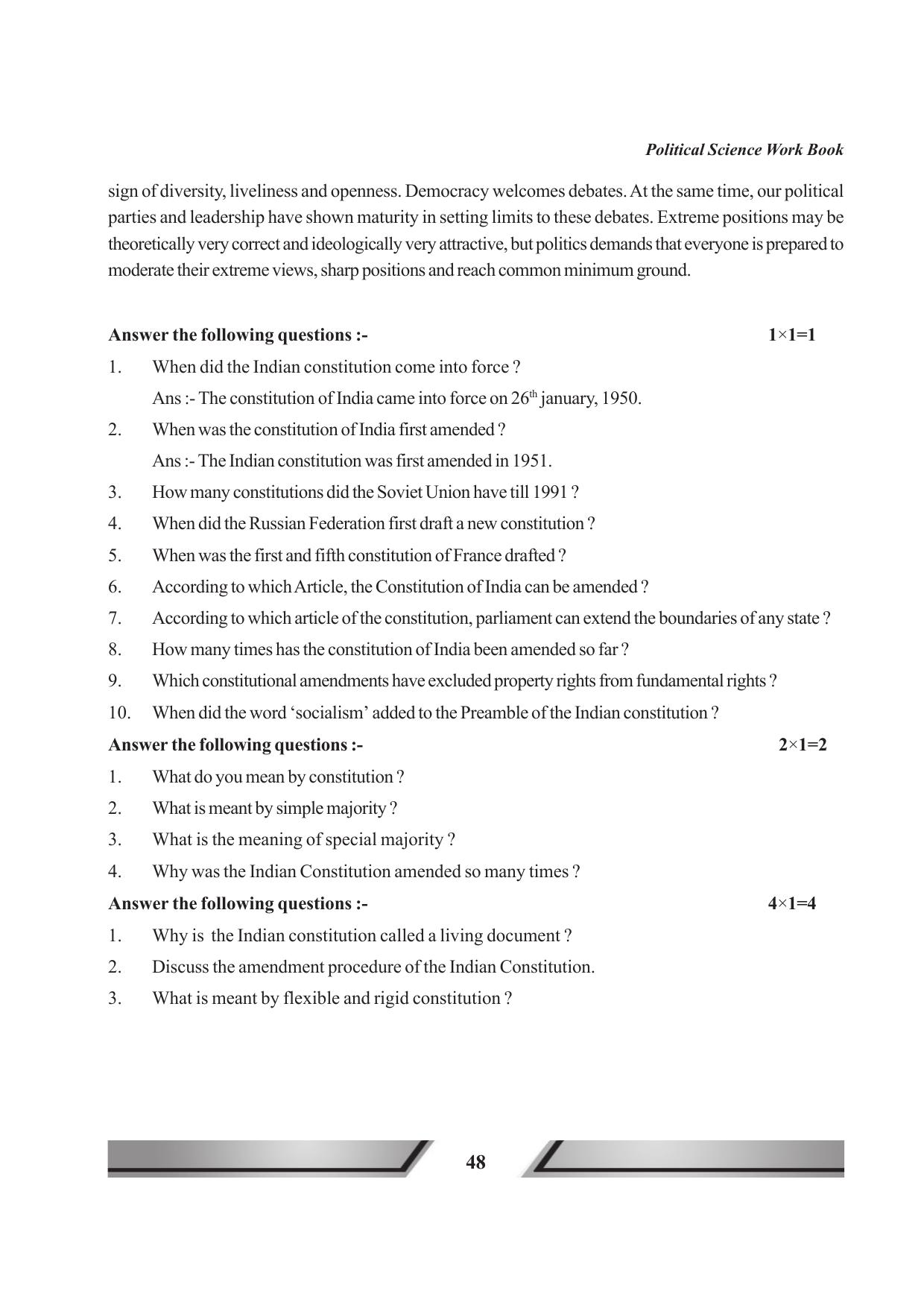 Tripura Board Class 11 Political Science English Version Workbooks - Page 48