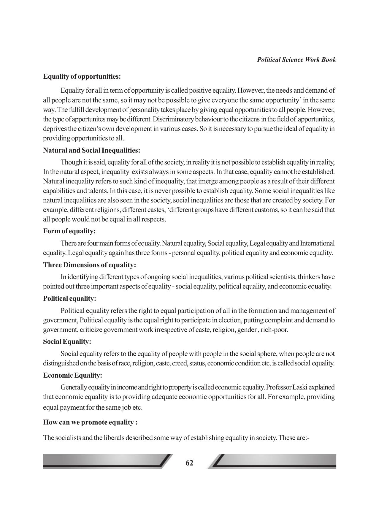 Tripura Board Class 11 Political Science English Version Workbooks - Page 62