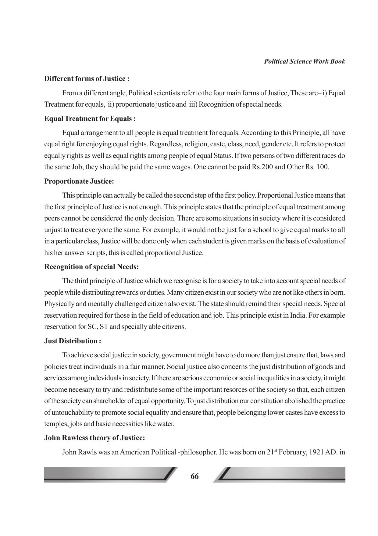 Tripura Board Class 11 Political Science English Version Workbooks - Page 66