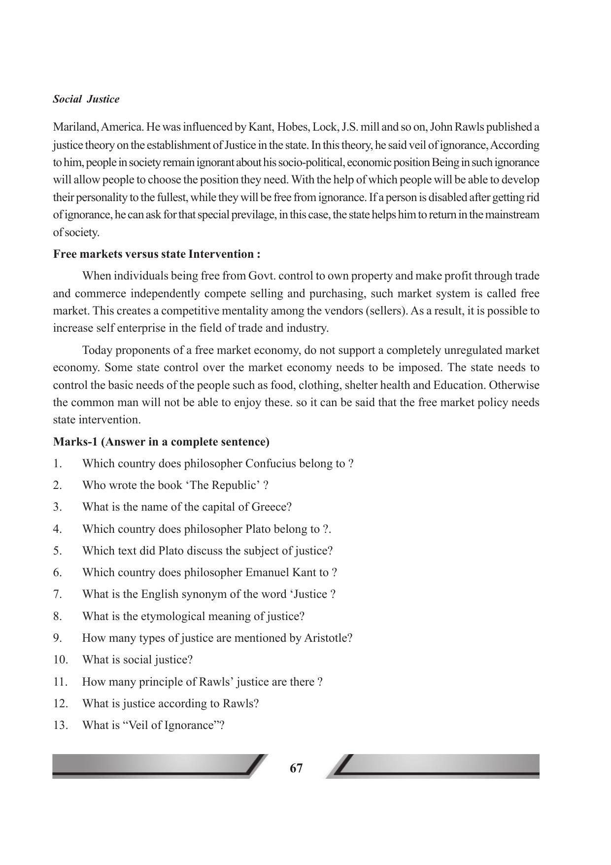 Tripura Board Class 11 Political Science English Version Workbooks - Page 67