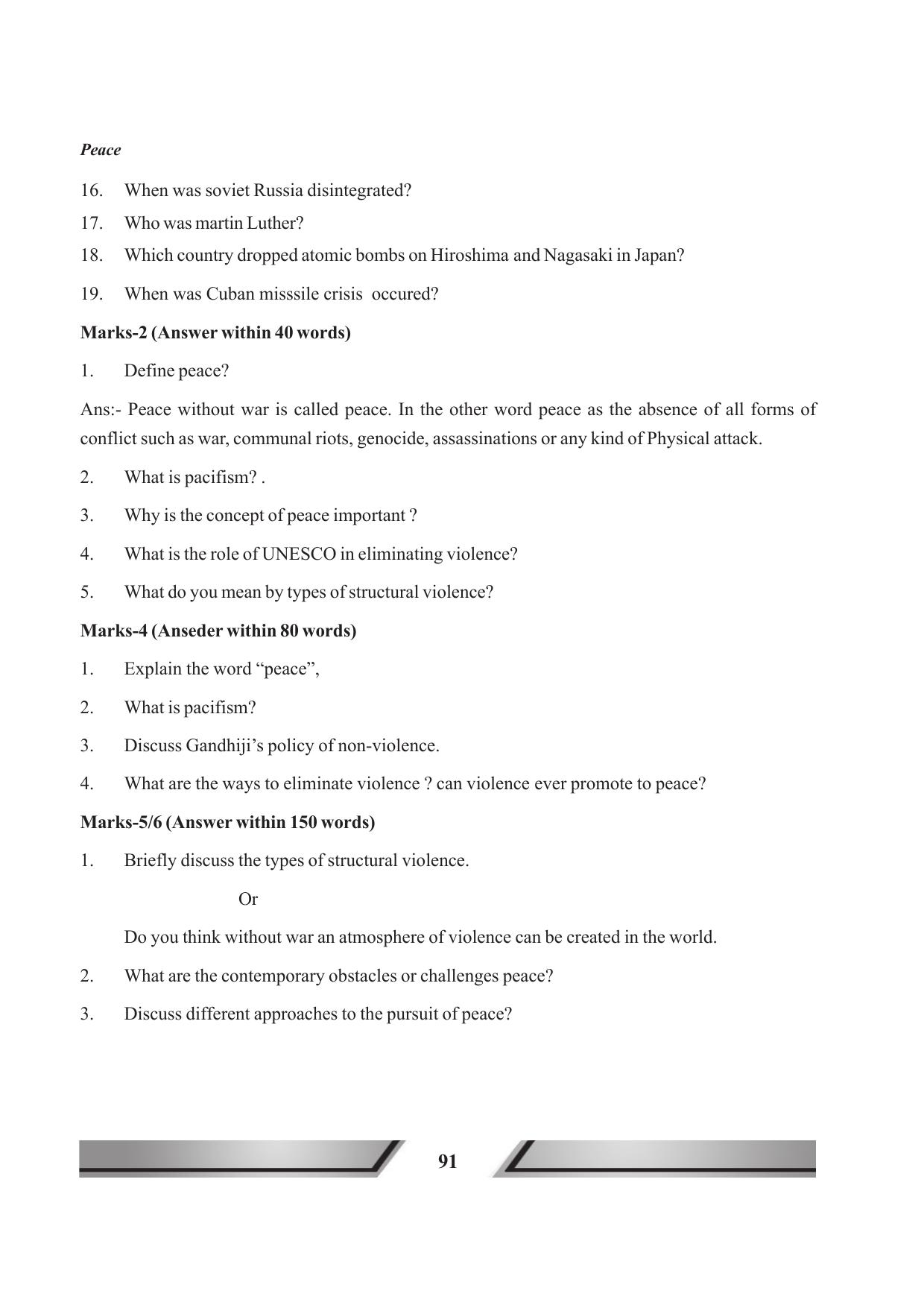 Tripura Board Class 11 Political Science English Version Workbooks - Page 91