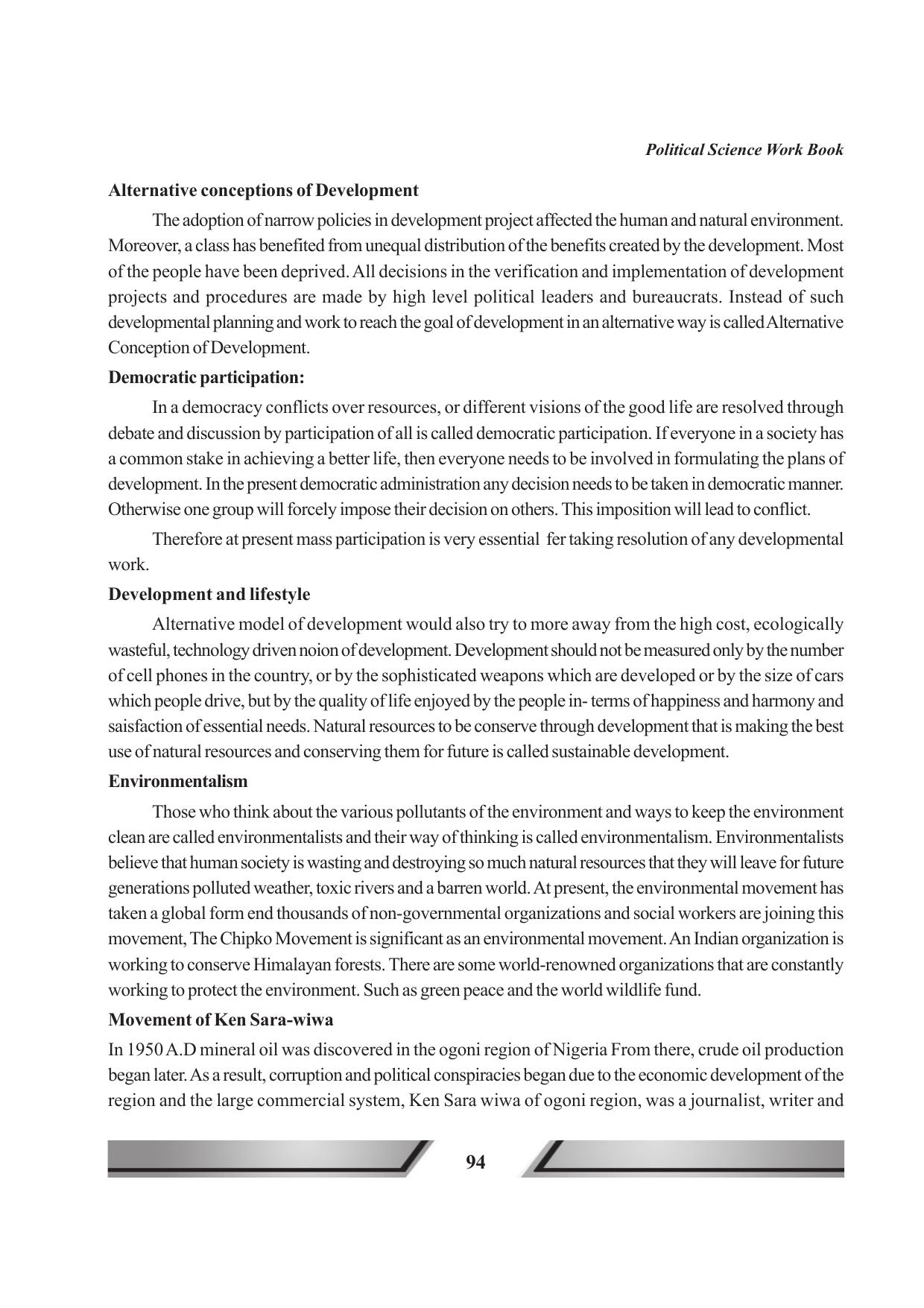 Tripura Board Class 11 Political Science English Version Workbooks - Page 94