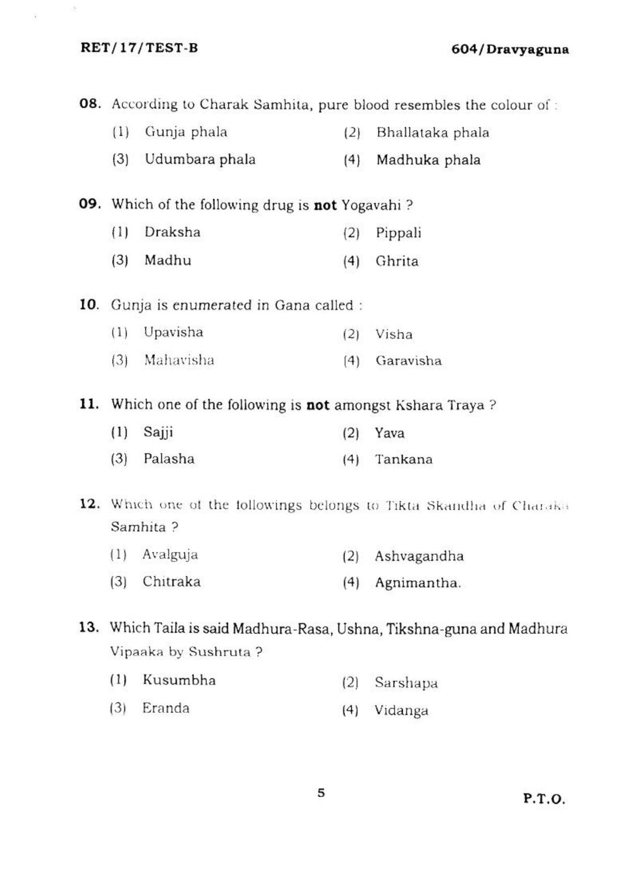BHU RET DRAVYAGUNA 2017 Question Paper - Page 6