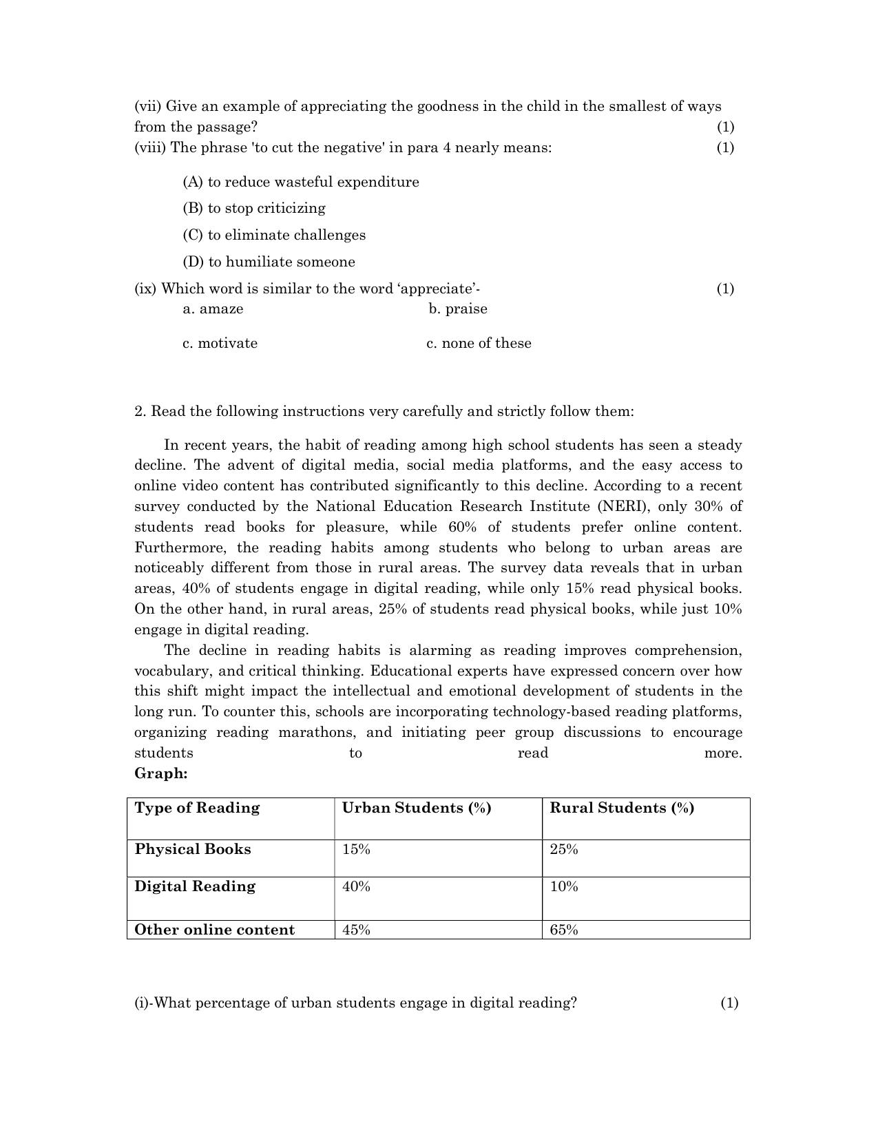 UBSE Class 12 English Set 2 2025 Model Paper - Page 3