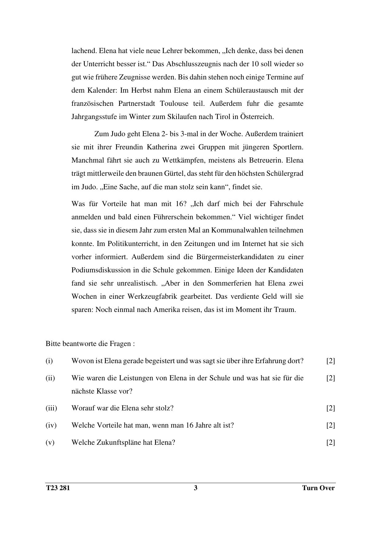 ICSE Class 10 GERMAN 2023 Question Paper - Page 3