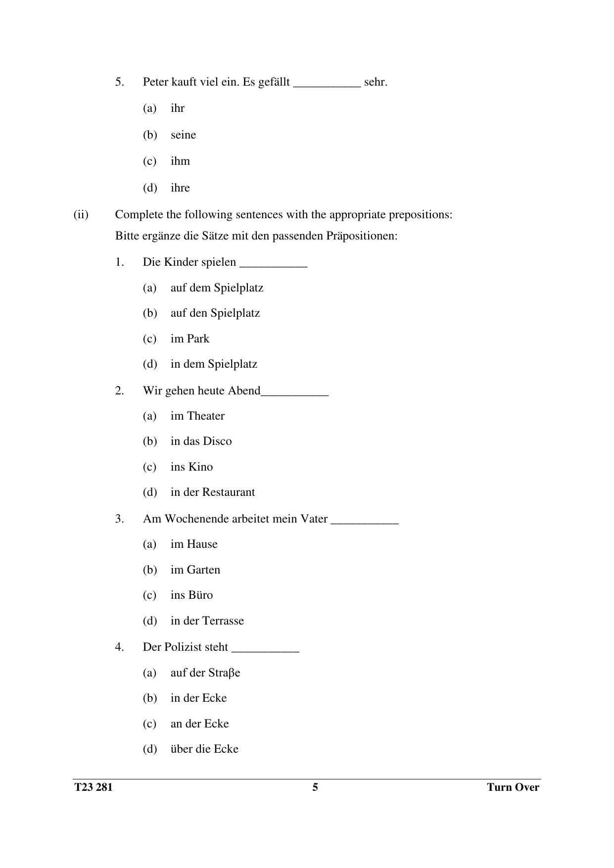 ICSE Class 10 GERMAN 2023 Question Paper - Page 5