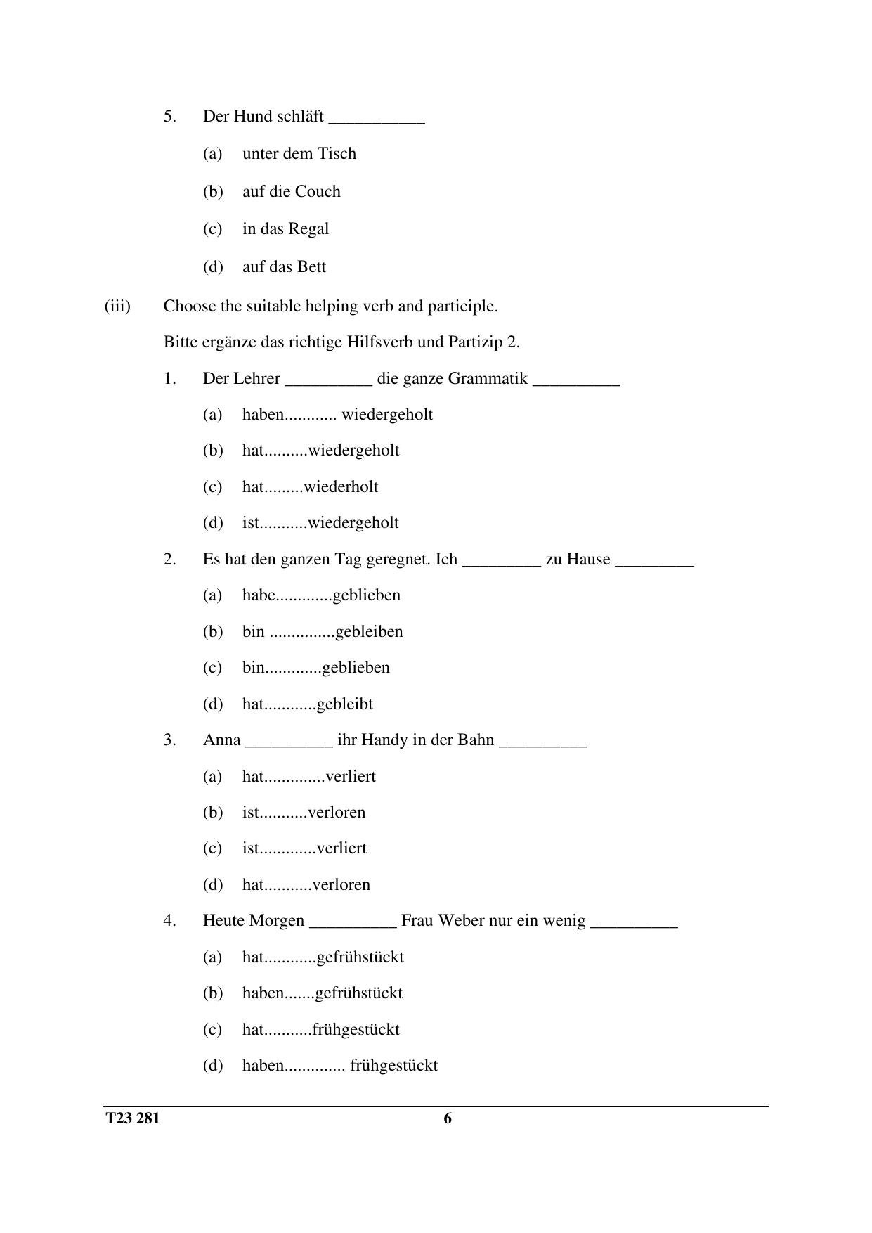 ICSE Class 10 GERMAN 2023 Question Paper - Page 6