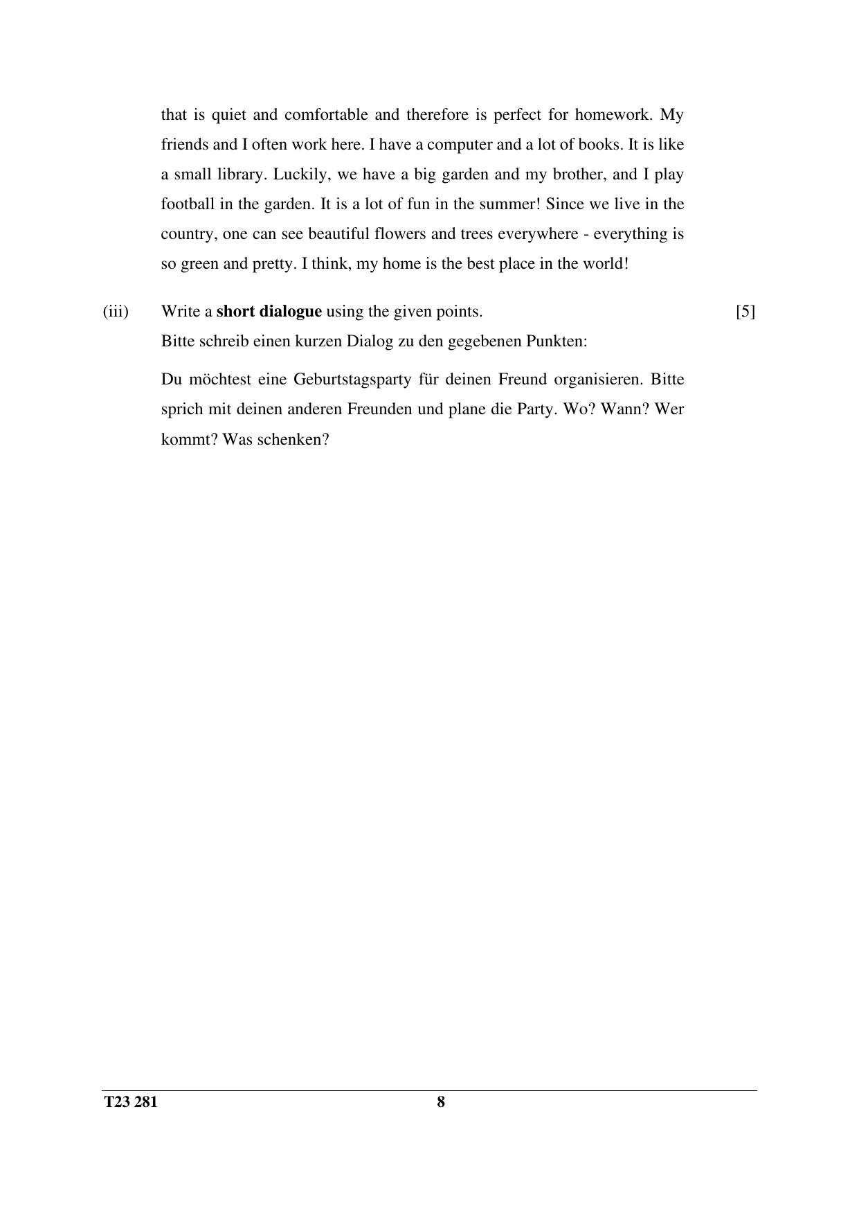 ICSE Class 10 GERMAN 2023 Question Paper - Page 8