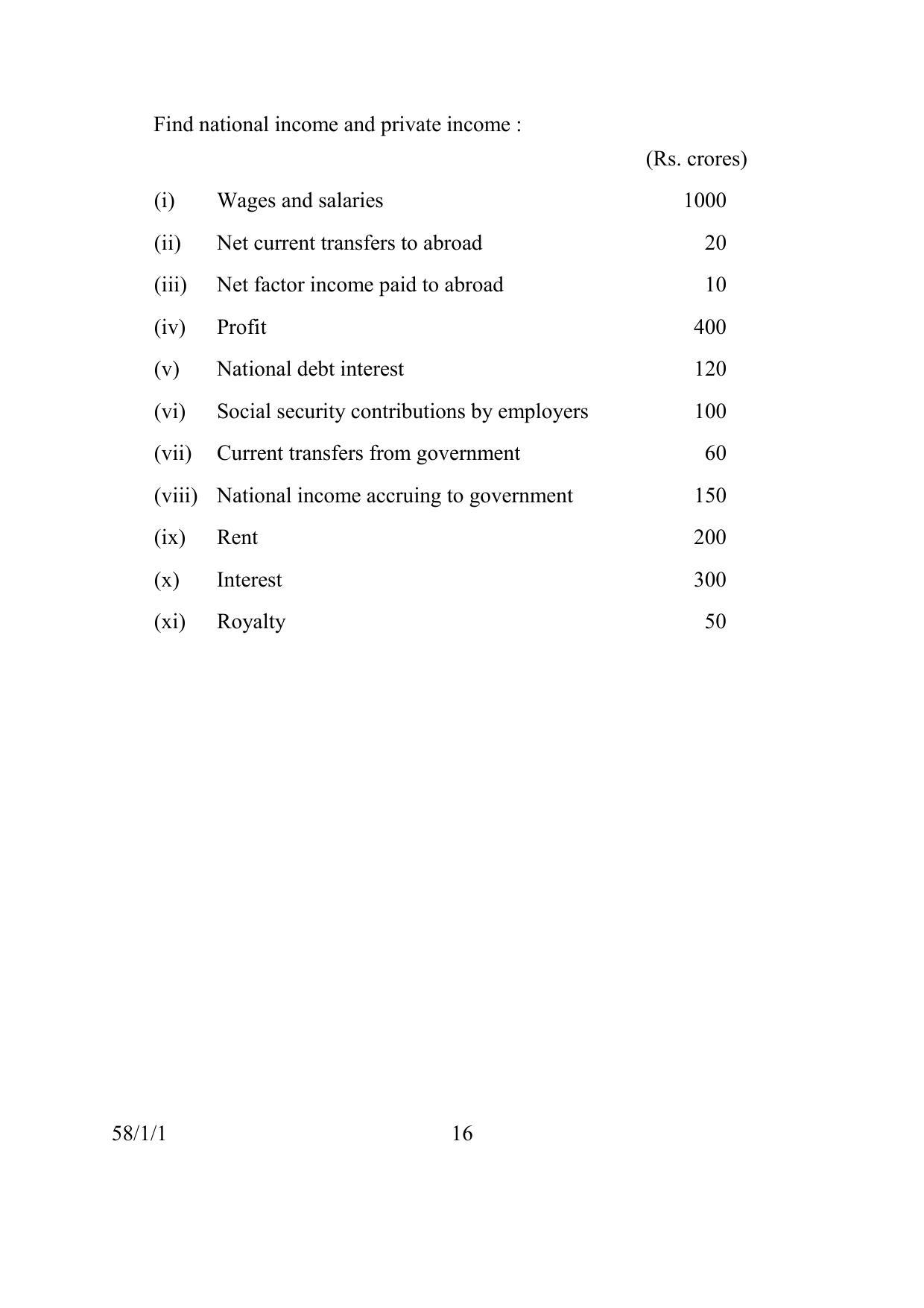 CBSE Class 12 58-1-1 ECONOMICS 2016 Question Paper - Page 16