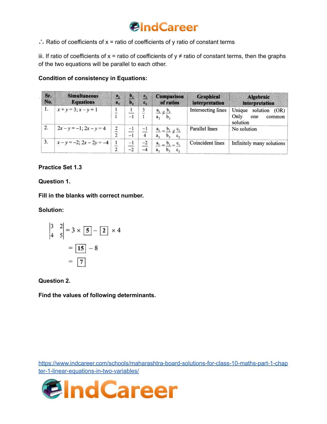 Maharashtra Board Solutions for Class 10-Maths (Part 1): Chapter 1- Linear Equations in Two Variables - Page 31