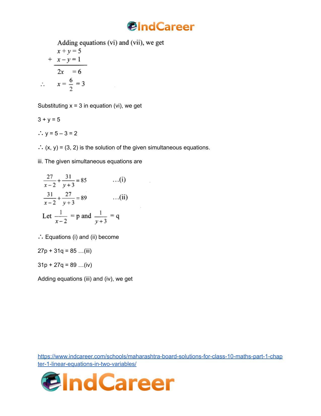 Maharashtra Board Solutions for Class 10-Maths (Part 1): Chapter 1- Linear Equations in Two Variables - Page 46