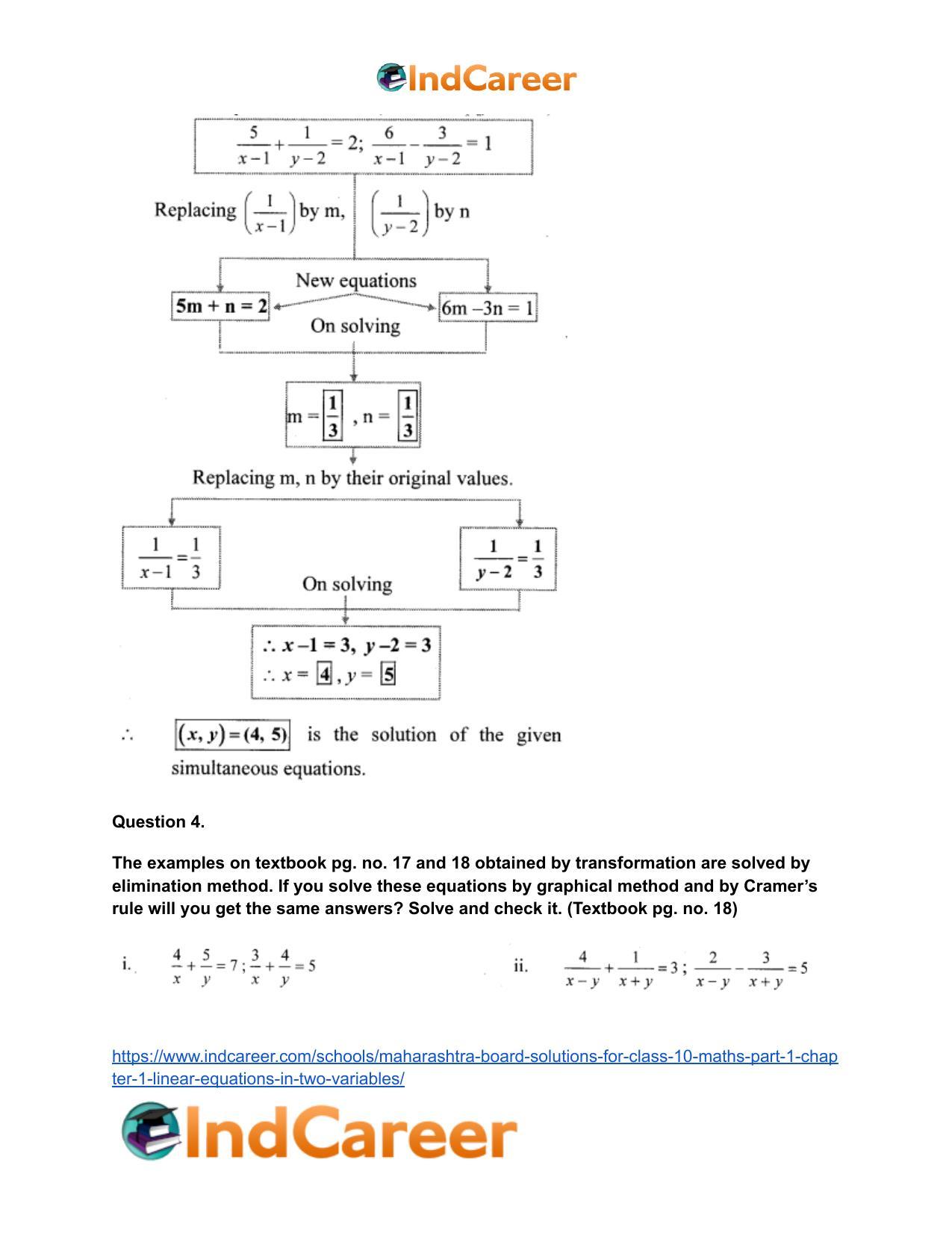 Maharashtra Board Solutions for Class 10-Maths (Part 1): Chapter 1- Linear Equations in Two Variables - Page 51