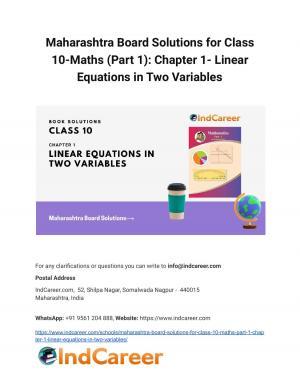 Maharashtra Board Solutions for Class 10-Maths (Part 1): Chapter 1- Linear Equations in Two Variables
