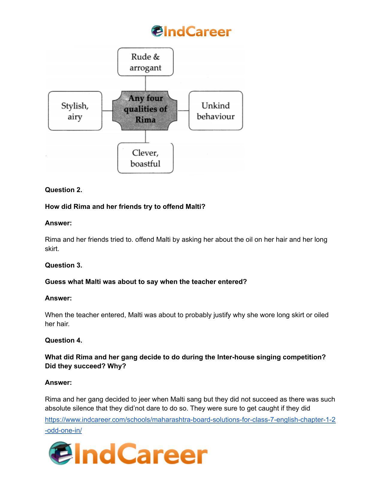 Maharashtra Board Solutions for Class 7- English: Chapter 1.2- Odd One In - Page 9