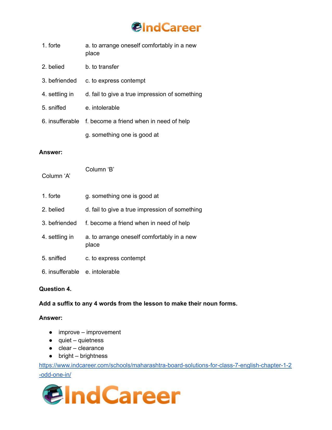 Maharashtra Board Solutions for Class 7- English: Chapter 1.2- Odd One In - Page 17
