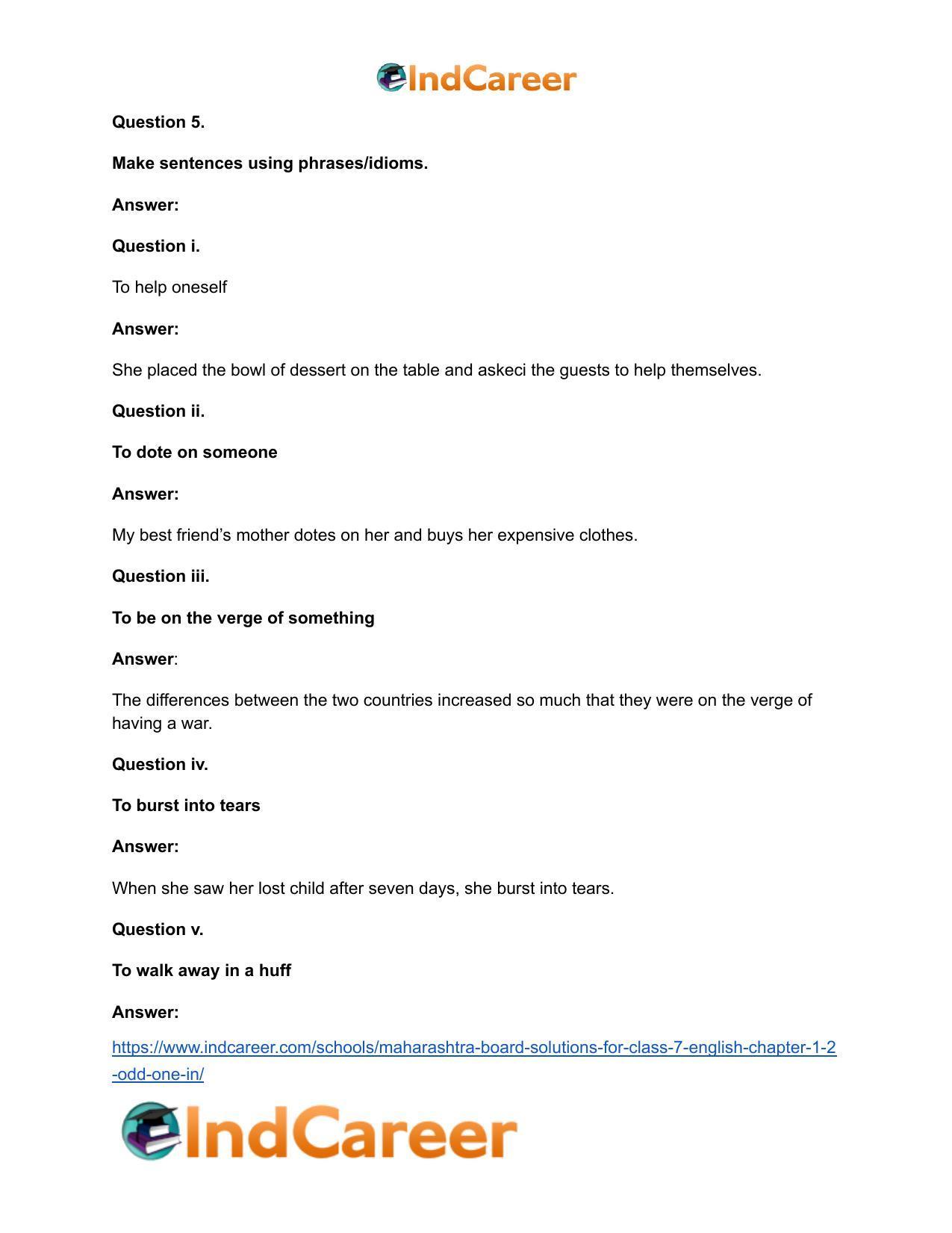 Maharashtra Board Solutions for Class 7- English: Chapter 1.2- Odd One In - Page 18