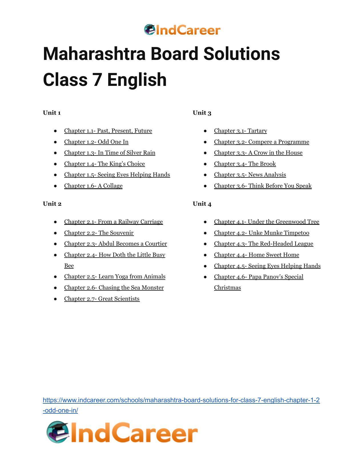 Maharashtra Board Solutions for Class 7- English: Chapter 1.2- Odd One In - Page 24